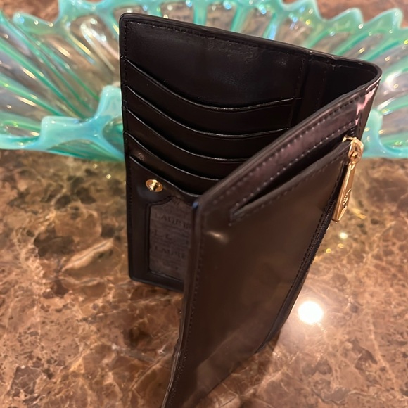 Lauren Ralph Lauren Black Leather Slim Snap Wallet - Picture 7 of 16